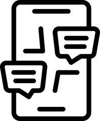 Poster - Simple, bold line icon of a smartphone displaying instant messages, ideal for web and app design projects