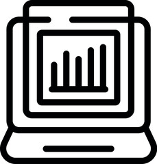 Poster - Simple icon of a laptop displaying a growing bar graph, perfect for representing business analytics and data analysis