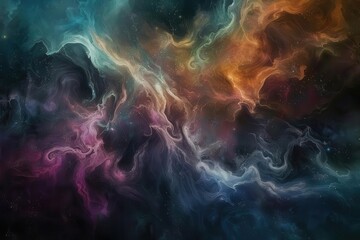 Wall Mural - cosmic dance ethereal nebula swirls and twirls in deep space abstract digital painting