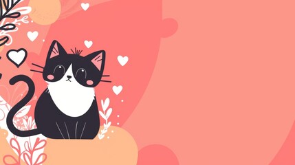 Wall Mural - Abstract background template with pet theme. Vector illustration of cute cat