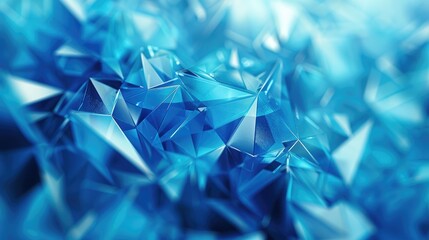 Poster - Partially blurred blue background with triangular shapes for design purposes