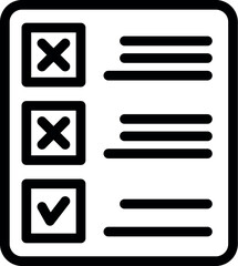 Poster - Black thin line icon of a checklist with two options marked as wrong and one as correct