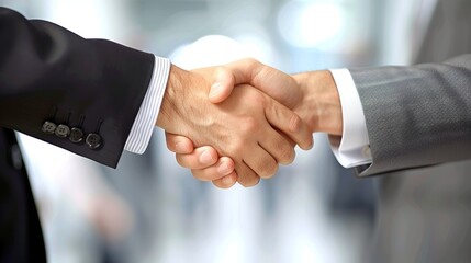 Close up of business partners shaking hands in photos, symbolizing collaboration and partnership