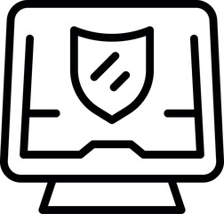 Poster - Desktop computer displaying a shield, symbolizing online security and data protection