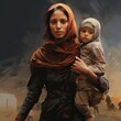 © Javid - Immigration of middle east people. War refugees and immigrants. High quality AI generated image