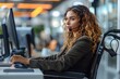 © Lens Legacy - A customer service representative with headphones works intently at her desk in a modern office setting