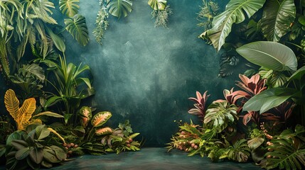 vintage studio shot full of plants backdrop template