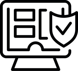 Poster - Simple icon of a desktop computer screen with a shield icon overlaid and a check mark