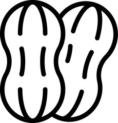 Sticker - Simple black and white line art icon of two peanuts still in their shell
