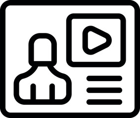 Poster - Line icon of a student watching a video lesson, representing the concept of online education