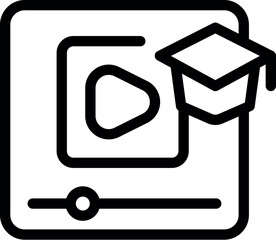 Poster - Icon depicting online learning with a video player and graduation hat, symbolizing the completion of a course