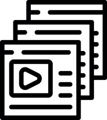 Poster - Simple black and white icon of a media player interface showing three files queued for playing