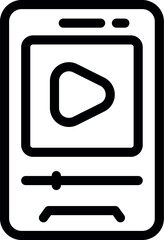 Poster - Line icon of a smartphone with video player interface, ideal for projects related to mobile video streaming, multimedia apps, and online entertainment