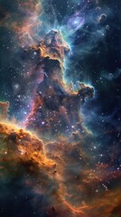 Wall Mural - Abstract painting of Star field background . Glow swirls night sky.	