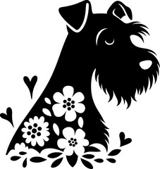 Sticker - Floral Schnauzer Dog