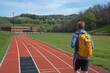© gearstd - Man with yellow backpack looking at track