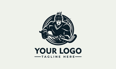 Sticker - Hockey Player Vector Logo Unleash the Thrill Symbolize Teamwork, Skill, and Determination Majestic Hockey Player Vector Logo