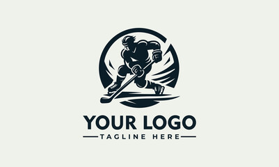 Sticker - Hockey Player Vector Logo Unleash the Thrill Symbolize Teamwork, Skill, and Determination Majestic Hockey Player Vector Logo