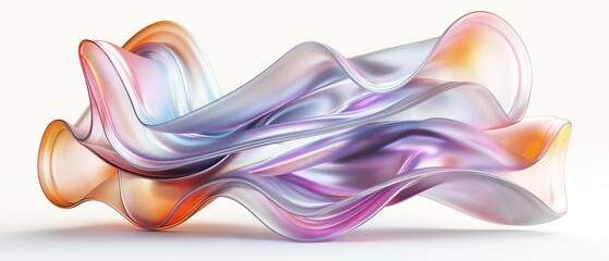 Wall Mural - Colorful 3D abstract wave on white background
