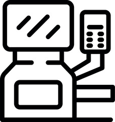 Poster - Icon of industrial equipment operating with control panel displaying manufacturing data