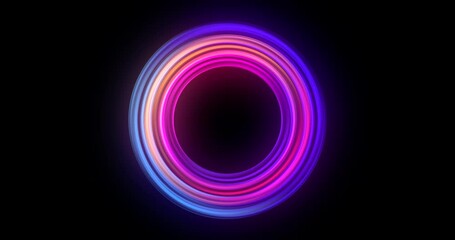 Canvas Print - Futuristic, neon circle and flow for abstract tech background of cpu, cloud processing and networking. Data alignment, cyber security and system recovery for antivirus software or malware protection