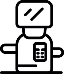 Poster - Simple line icon of a robot with a digital display and a tilted head
