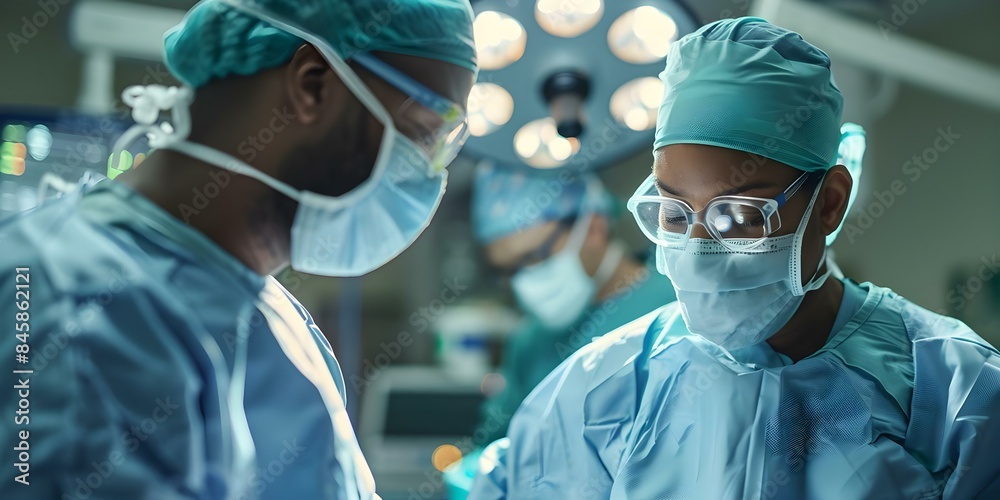 Surgeons Operating Process Surgeons in operating room performing medical procedure. Concept ...