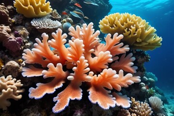 Wall Mural - Colorful close-up view of a coral reef.