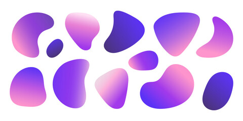 Poster - pink gradient liquid spot blob set isolated on white. irregular geometric shape background for text 