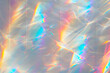 © Prasanth - blurred rainbow light refraction texture overlay effect for photo and mockups organic drop diagonal holographic flare on a white wall shadows for natural light effects AI