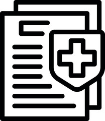 Poster - Medical insurance policy protecting medical documents with cross shield icon
