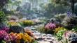 © JP STUDIO LAB - Paradise garden filled with diverse flowers and a rockery in royal botanical gardens, photo-realistic view
