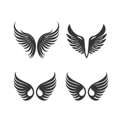 Wall Mural - Set of wings silhouette vector illustration.