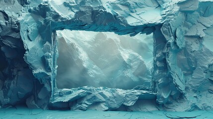 Canvas Print - A blue rock wall with a large hole in it