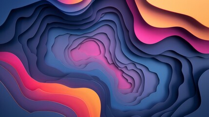 A colorful, abstract image with a blue and orange wave pattern