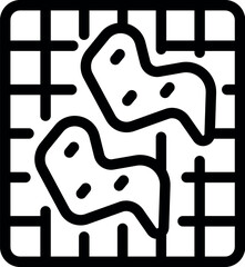 Poster - Black outline icon representing a city map with roads and buildings for navigation