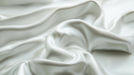 Poster - Simple White Background with Smooth Curved Satin Waves for Product or Text Design