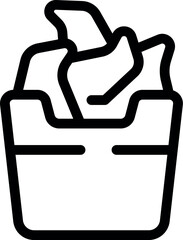 Poster - Simple bold outline icon representing a trash can overflowing with paper, symbolizing the deletion of files