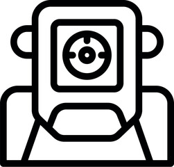 Poster - Line art icon of a robot head with an aiming system representing artificial intelligence