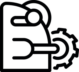 Poster - Icon of a robotic arm picking up a gear, representing the concept of automation in industrial processes