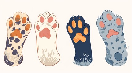 Wall Mural - Vector illustration of cute cat paws
