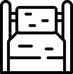 Poster - Black outline icon of an automated conveyor belt system moving boxes in a warehouse