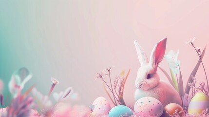 Wall Mural - Beautiful background template of Easter holiday theme with bunny for poster presentation.