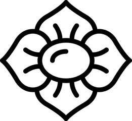 Poster - Simple flower icon with a round center and four petals growing upwards, perfect for representing nature, spring, and growth