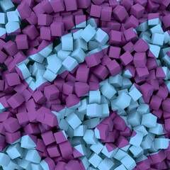 Aufkleber - Abstract composition of chaotically scattered cubes. 3d rendering digital illustration