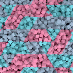 Fototapete - 3d rendering digital illustration of a three-dimensional abstract geometric pattern made up of many small cubes
