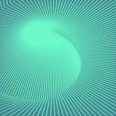 Fototapete - Spiral pattern of bright green lines with trendy gradient. 3d rendering illustration