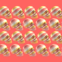 Leinwandbilder - Abstract pattern of layered colored skulls formed by a series of colored stripes. 3d rendering digital illustration
