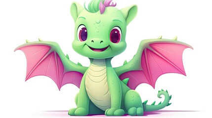 Wall Mural - green dragon cartoon