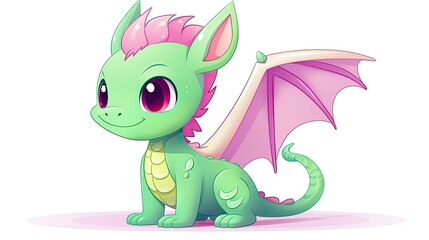 Wall Mural - green dragon cartoon